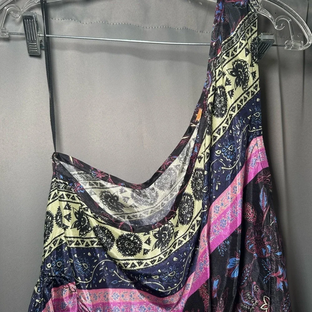 Free People Mira Ditzy Floral One Shoulder Celestial Tunic Top Size Large